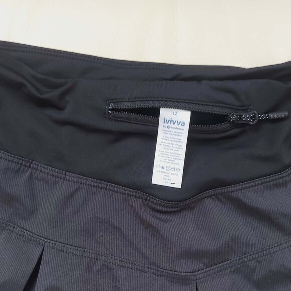 Ivivva Girl by Lululemon 🍋Fast Drill Skirt black skort shorts under size 12 - Picture 4 of 6